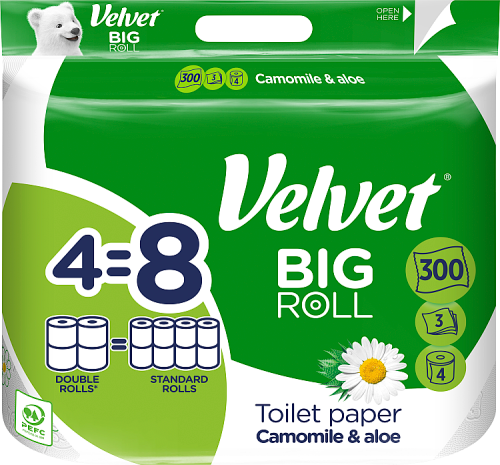 Velvet ecoRoll Camomile &amp; Aloe Papier toaletowy 4 rolki