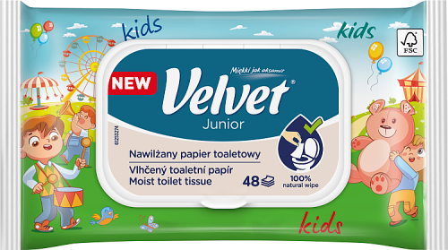 Velvet Junior Nawilżany papier toaletowy 48 sztuk