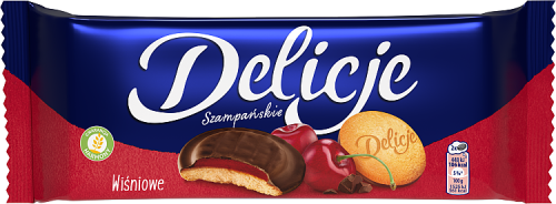 Delicje Szampańskie Biszkopty z galaretką wiśniową oblewane czekoladą 147 g