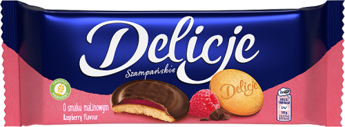 Delicje Szampańskie Biszkopty z galaretką o smaku malinowym oblewane czekoladą 147 g