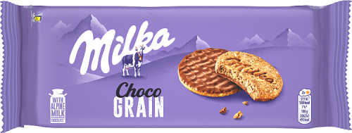 Milka Choco Grain Ciastka z płatkami owsianymi oblane czekoladą mleczną 126 g