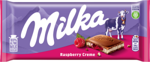 Milka Czekolada mleczna z nadzieniem o smaku malinowym 100 g