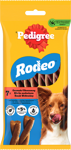 Pedigree Rodeo Karma uzupełniająca dla psów smak wołowiny 123 g (7 sztuk)