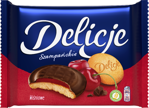 Delicje Szampańskie Biszkopty z galaretką wiśniową oblewane czekoladą 294 g