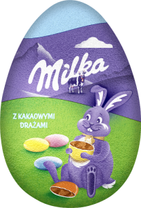 Milka Jajko z czekolady mlecznej z kakaowymi drażami 50 g