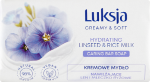 Luksja Creamy & Soft Kremowe mydło nawilżające len i mleczko ryżowe 90 g
