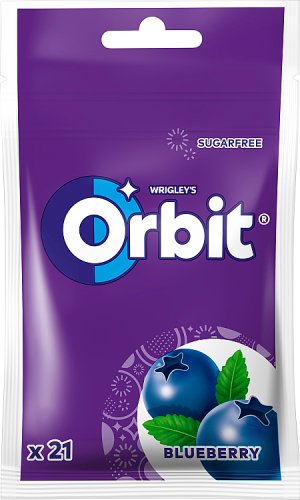 Orbit Blueberry Bezcukrowa guma do żucia 29 g (21 sztuk)