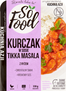 So Food Inspirowane Kuchnią Azji Kurczak w sosie tikka masala z ryżem 330 g
