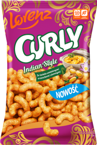 Lorenz Curly Chrupki kukurydziane ze świeżo zielonymi orzeszkami ziemnymi o smaku curry 100 g