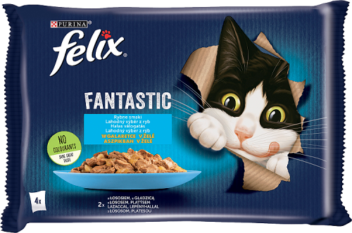Felix Fantastic Karma dla kotów rybne smaki w galaretce 340 g (4 x 85 g)