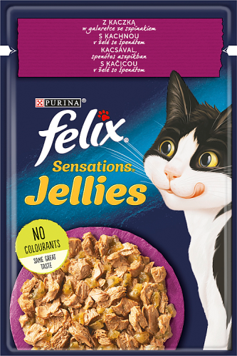 Felix Sensations Jellies Karma dla kotów z kaczką w galaretce ze szpinakiem 85 g