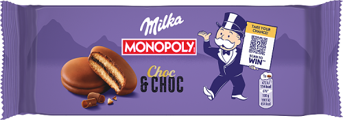 Milka Choc &amp; Choc Ciastka biszkoptowe przekładane nadzieniem kakaowym oblane czekoladą mleczną 150 g