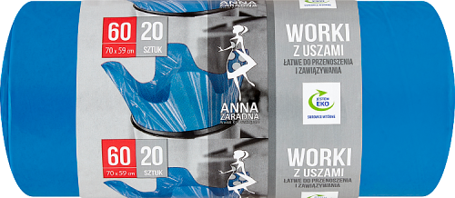 Anna Zaradna Worki na śmieci z uszami 60 l 20 sztuk