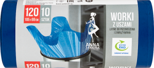Anna Zaradna Worki na śmieci z uszami 120 l 10 sztuk