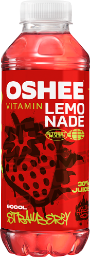 Oshee Vitamin Lemonade Napój owocowy o smaku truskawkowym 555 ml (plus KAUCJA)