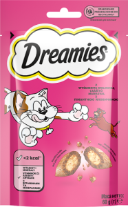 Dreamies Karma uzupełniająca dla dorosłych kotów i kociąt z wyśmienitą wołowiną 60 g