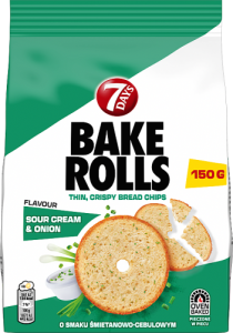 7Days Bake Rolls chipsy chlebowe o smaku śmietanowo cebulowym - 150 g