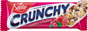 Sante Crunchy Baton zbożowy musli z żurawiną i maliną z polewą o smaku waniliowym 40 g