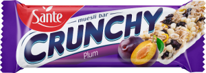 Sante Crunchy Baton zbożowy musli z suszonymi śliwkami z polewą o smaku waniliowym 40 g