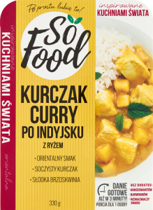 So Food Inspirowane Kuchniami Świata Kurczak curry po indyjsku z ryżem 330 g