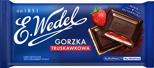 E. Wedel Czekolada gorzka truskawkowa 100 g