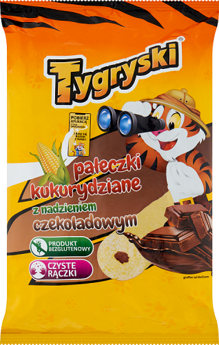 Tygryski Pałeczki kukurydziane z nadzieniem czekoladowym 60 g