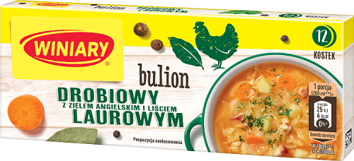Winiary Bulion drobiowy z zielem angielskim i liściem laurowym 120 g (12 sztuk)