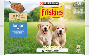 Friskies Junior Karma dla szczeniąt w sosie z kurczakiem i marchewką 4 x 85 g