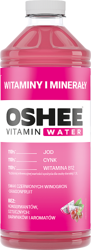 Oshee Vitamin Water Napój niegazowany o smaku czerwonych winogron i dragonfruit 1,1 l (plus KAUCJA)
