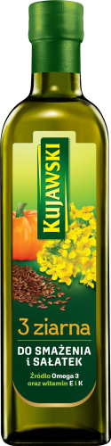 Kujawski 3 ziarna Olej rzepakowy z olejami z lnu i pestek dyni 750 ml