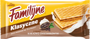 Familijne Klasyczne wafle o smaku kakaowo-śmietankowym 180 g