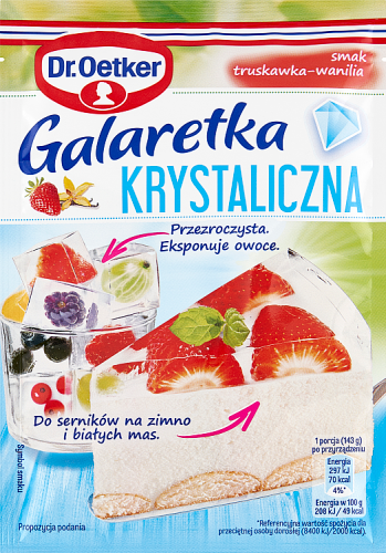 Dr. Oetker Galaretka krystaliczna smak truskawka-wanilia 72 g