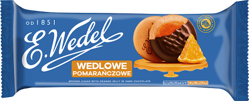 E. Wedel Wedlowe Pomarańczowe Biszkopty z galaretką pomarańczową oblane czekoladą deserową 147 g