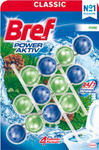 Bref WC Power Aktiv Zawieszka myjąco-zapachowa do muszli WC sosna 3 x 50 g