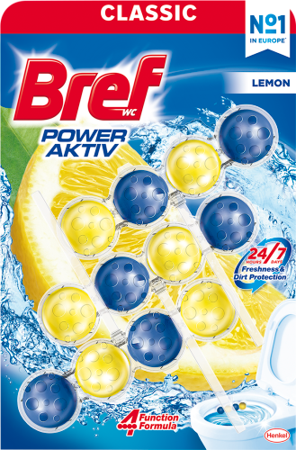 Bref WC Power Aktiv Zawieszka myjąco-zapachowa do muszli WC cytryna 3 x 50 g