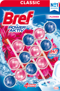 Bref WC Power Aktiv Zawieszka myjąco-zapachowa do muszli WC kwiat 3 x 50 g