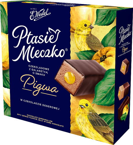 E. Wedel Ptasie Mleczko czekoladowe z galaretką o smaku pigwa w czekoladzie deserowej 340 g