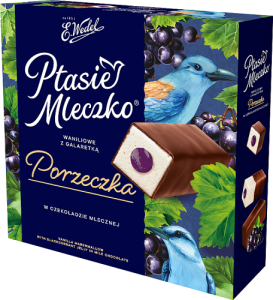 E. Wedel Ptasie Mleczko waniliowe z galaretką porzeczka w czekoladzie mlecznej 340 g