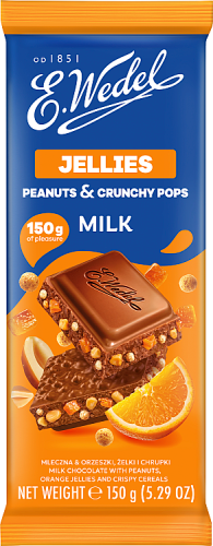 E. Wedel Czekolada mleczna &amp; orzeszki żelki i chrupki 150 g