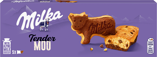Milka Tender Moo, ciastko biszkoptowo – kakaowe z kawałkami mlecznej czekolady - 140 g