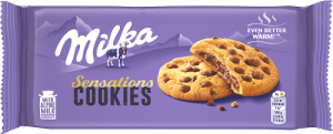 Milka Sensations Cookies, ciastka z czekoladowym nadzieniem i kawałkami mlecznej czekolady - 156 g