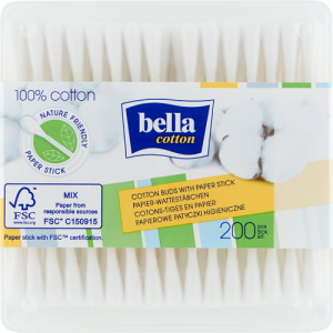 Bella Cotton Papierowe patyczki higieniczne 200 sztuk