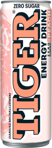 Tiger Zero cukru Gazowany napój energetyzujący o smaku Peach 250 ml (plus KAUCJA)