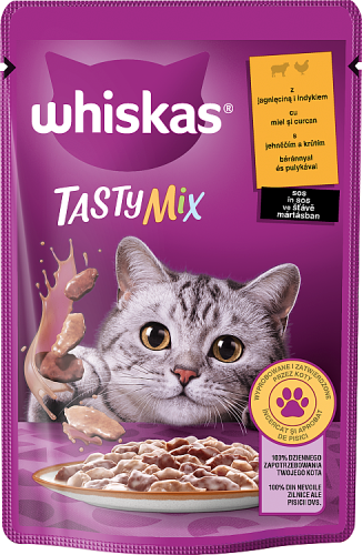 Whiskas Tasty Mix Mokra karma dla dorosłych kotów sos z jagnięciną i indykiem 85 g