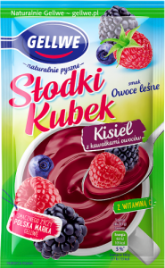 Gellwe Słodki Kubek Kisiel z kawałkami owoców smak owoce leśne 28 g