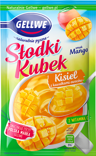 Gellwe Słodki Kubek Kisiel z kawałkami owoców smak mango 28 g
