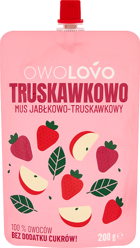 Owolovo Truskawkowo Mus jabłkowo-truskawkowy 200 g