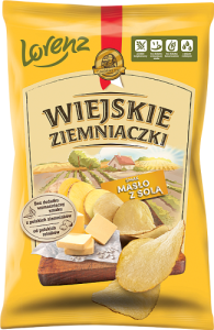 Wiejskie Ziemniaczki Chipsy ziemniaczane smak masło z solą 130 g