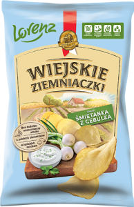 Wiejskie Ziemniaczki Chipsy ziemniaczane smak śmietanka z cebulką 130 g