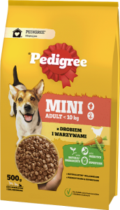 Pedigree Mini Adult <10 kg Sucha karma dla psów z drobiem i warzywami 500 g